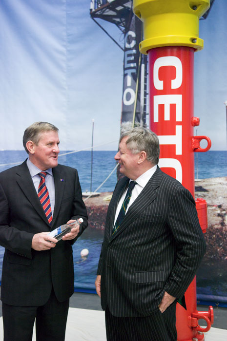 Ian Macfarlane and Alan Burns with the CETO prototype.